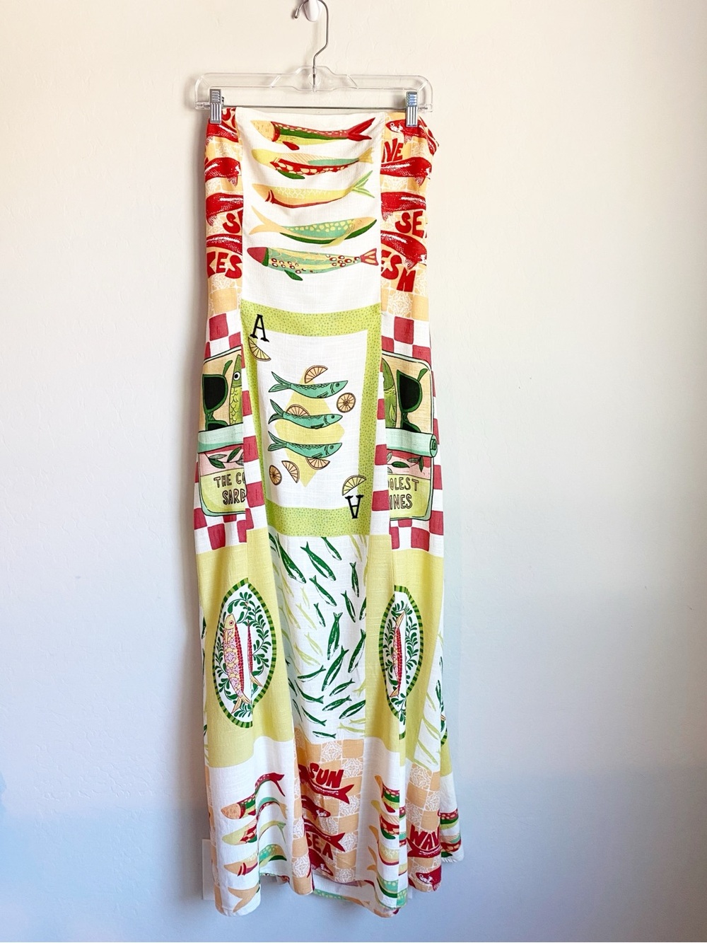 Paper Heart Anthropologie Sardine & Postcard Print Maxi Dress Size L